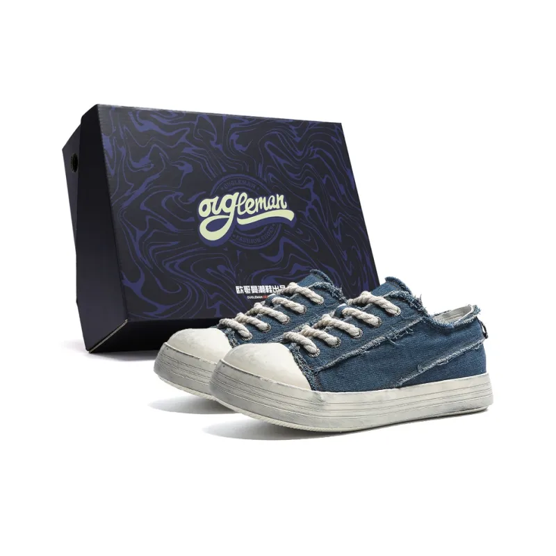 OUGLEMEN Cushioning, Impact Resistant, Abrasion Resistant, Slip Resistant Low Top Canvas Shoes Unisex-5