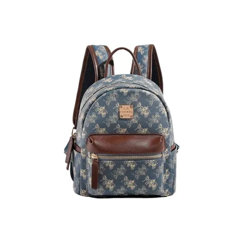 PESASRIE PVC Polyvinyl Chloride Backpack Regular Women's Denim Blue