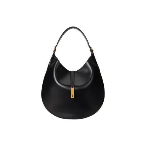 Polo Ralph Lauren Mr. Bag Collaboration Polo ID Cow Leather Shoulder Bag Large Size Women's Black