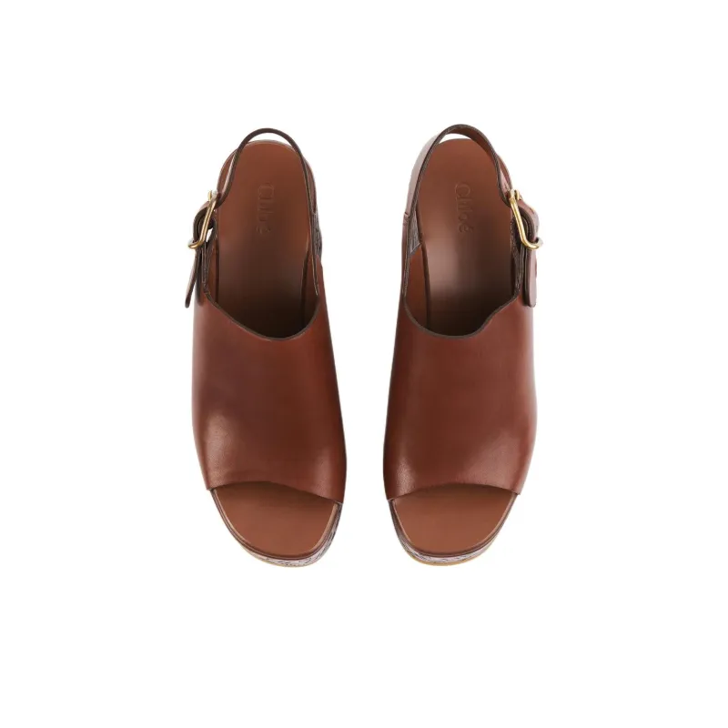 Chloe Maxime Strap Sandals 8cm Women's Brown-4
