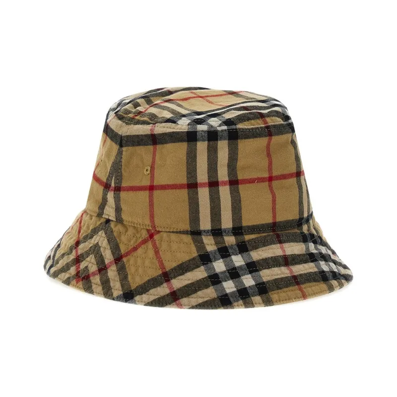 Burberry Cotton Twill Bucket Hats Unisex Brown-1
