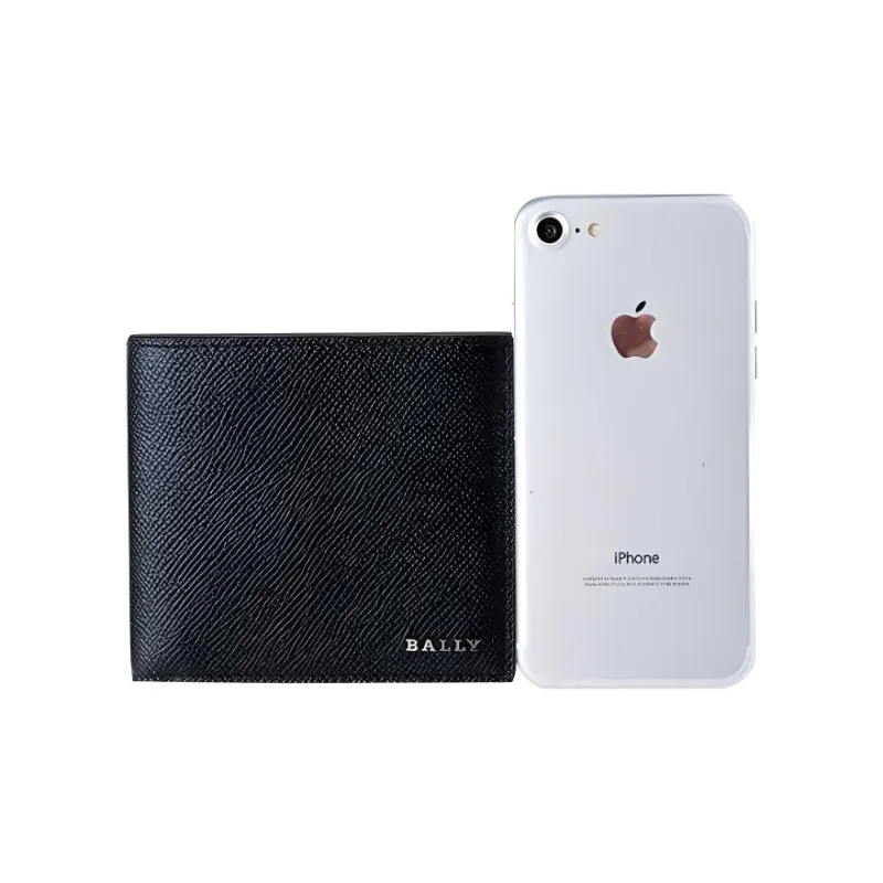 BALLY Cow Leather Wallet Small Size Men's Black-3