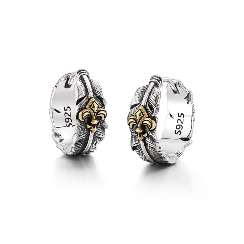 IDEAGEMER S925 Silver Earrings Men's-6