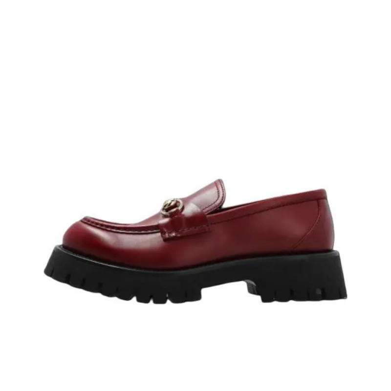 GUCCI Burgundy Loafers 4.5cm Women's Red Brown-0