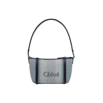 Chloe Fabric Shoulder Bag Medium Size Women's Blue