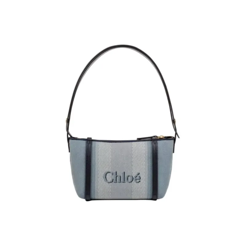 Chloe Fabric Shoulder Bag Medium Size Women's Blue-0