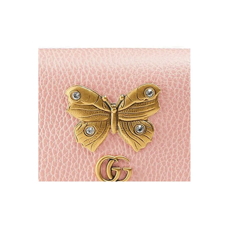 GUCCI Calfskin Wallets Card Holders Women's Pink/Candy Color-4
