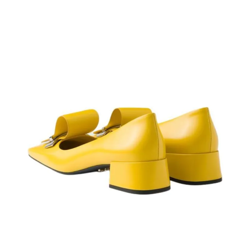 PRADA Chunky Heel High Heels 3.5cm Women's Yellow-3