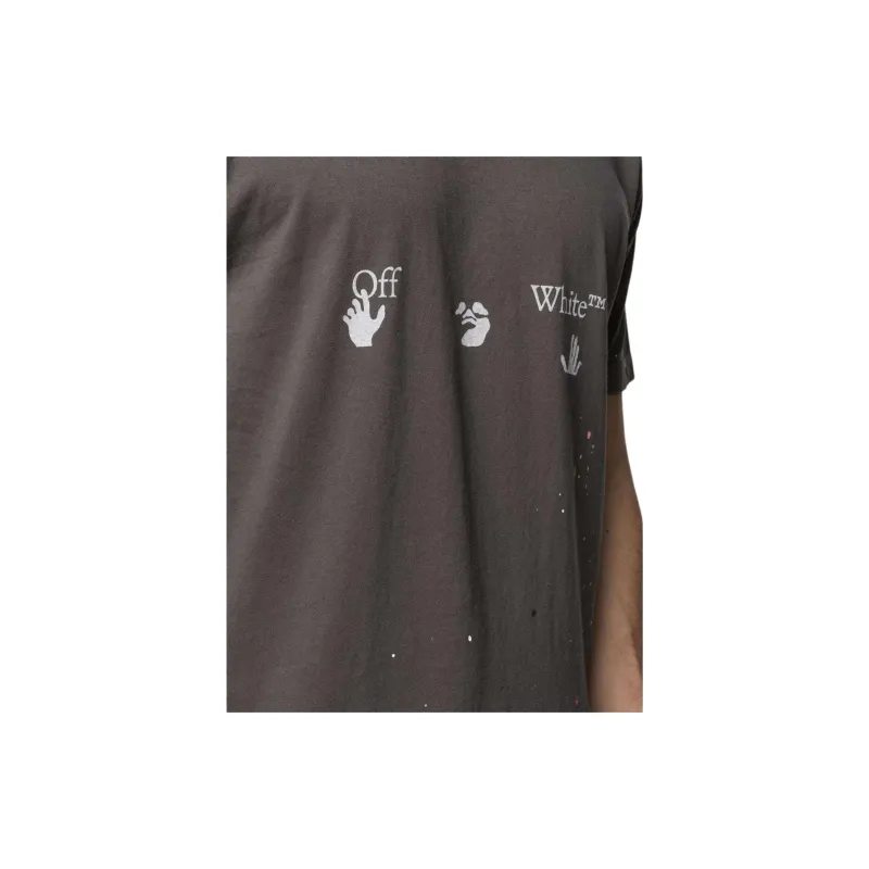 OFF WHITE Paint Splatter Print T Shirt-4