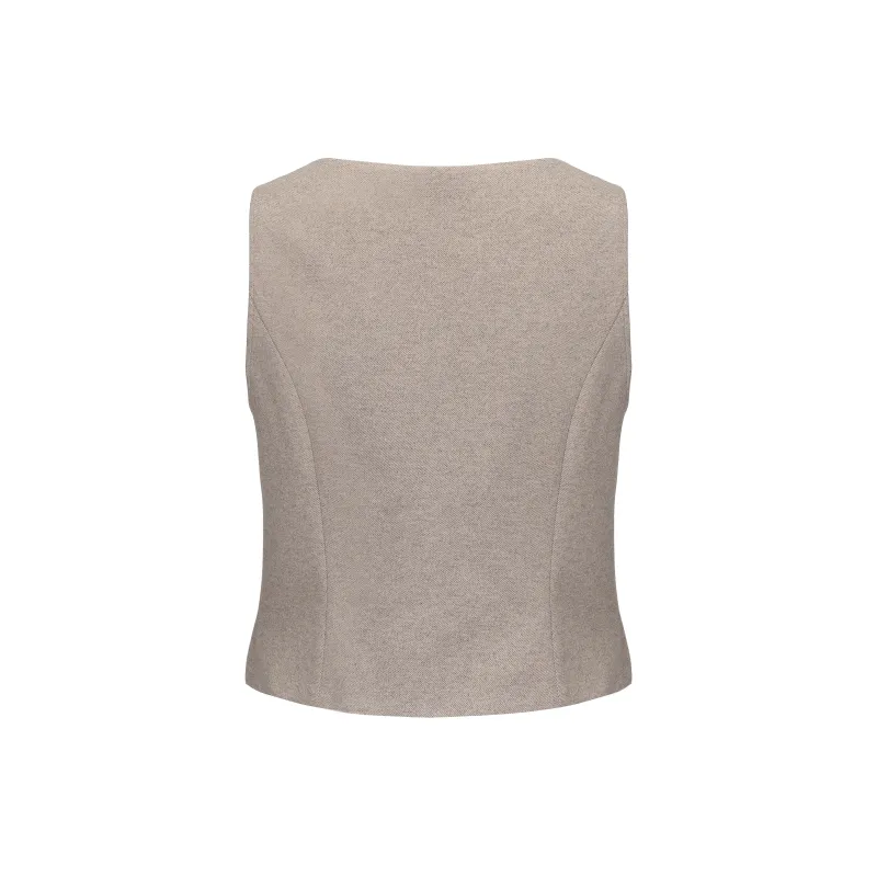 CHIWAWAMEME Vests Women's Milk Coffee-1