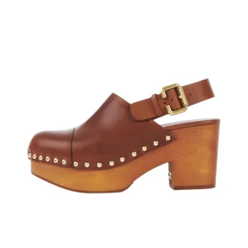 Chloe Jeannette Chunky Heel High Heels 8cm Women's Brown