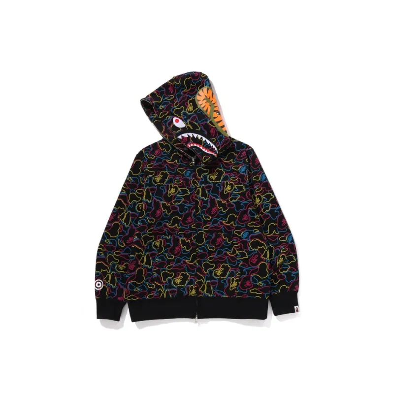 Bape Neon Camo Shark Full Zip Hoodie-4