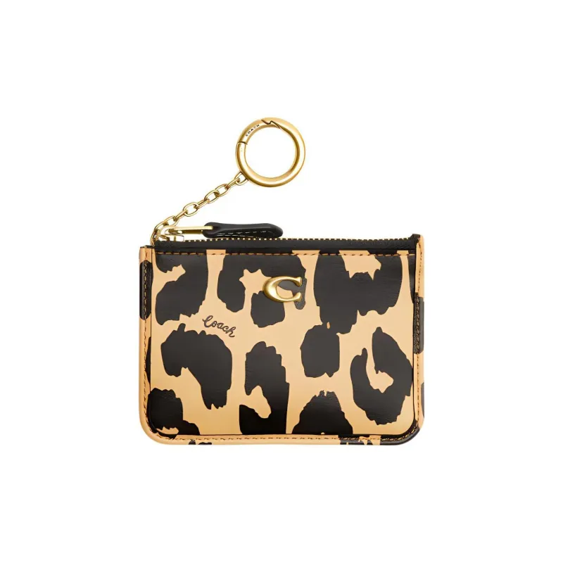 COACH Skinny Id Case Calfskin Card Holder, Coin Purse Mini Women's Black & Yellow-0
