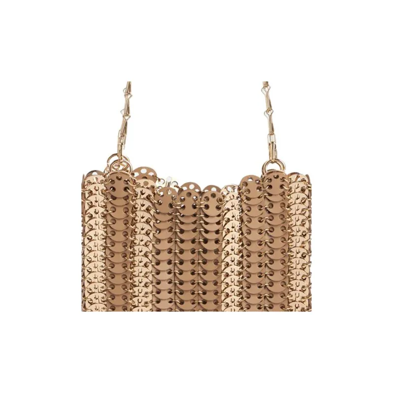 Paco Rabanne Metal Brass Shoulder Bag Women's Gold-4