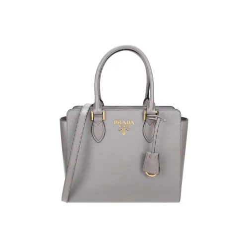 PRADA Saffiano Calfskin Shoulder Bag Crossbody Bag Handbag Women's Gray