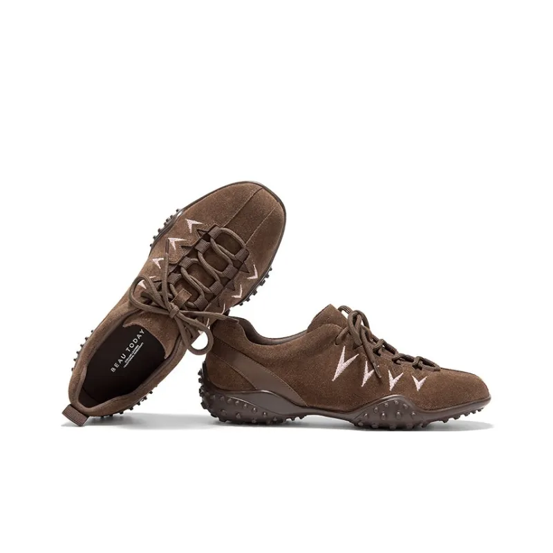 Beau Today Cushioned Slip-Resistant Abrasion-Resistant Low-Top Casual Shoes Women's Apricot-6