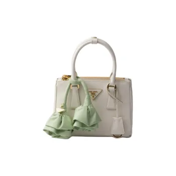 PRADA Galleria Killer Bag Calfskin Shoulder Bag Crossbody Bag Handbag Mini Women's White & Light Green