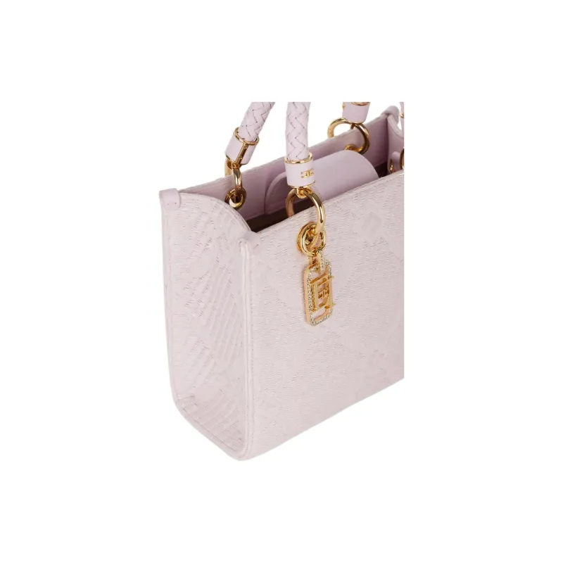 Elisabetta Franchi Polyester Tote Bag, Shopping Bag, Shoulder Bag, Crossbody Bag, Handbag Small Size Women's Pink-3