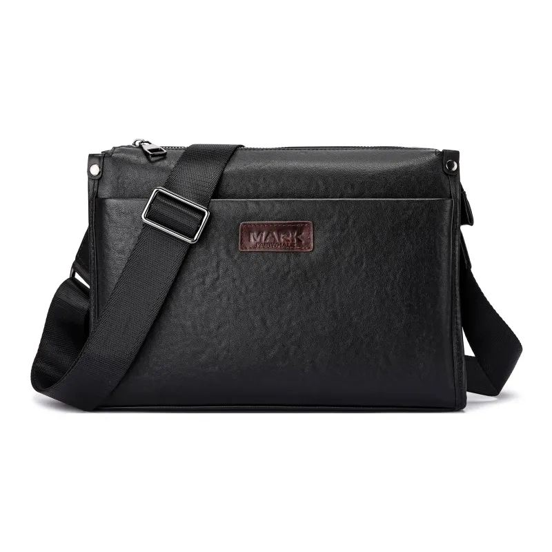 FAIRWHALE Cow Leather Shoulder Bag Crossbody Bag Messenger Bag Small Square Bag Regular Unisex Black-0
