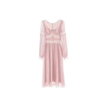 Long Sleeved Dress Women's Pink Single Item