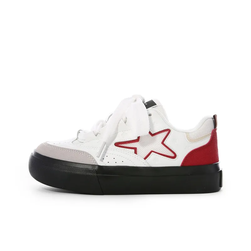 Cob Durable Lightweight And Breathable Low-Top Skateboard Shoes Women's White Red-1