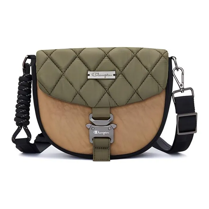 Champion Fabric Saddle Bag Small Crossbody Bag Small Size Unisex Cypress Green/Wheat Umber/Black-0
