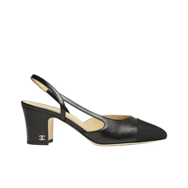 CHANEL Chunky Heel High Heels 6.5cm Women's Black-1