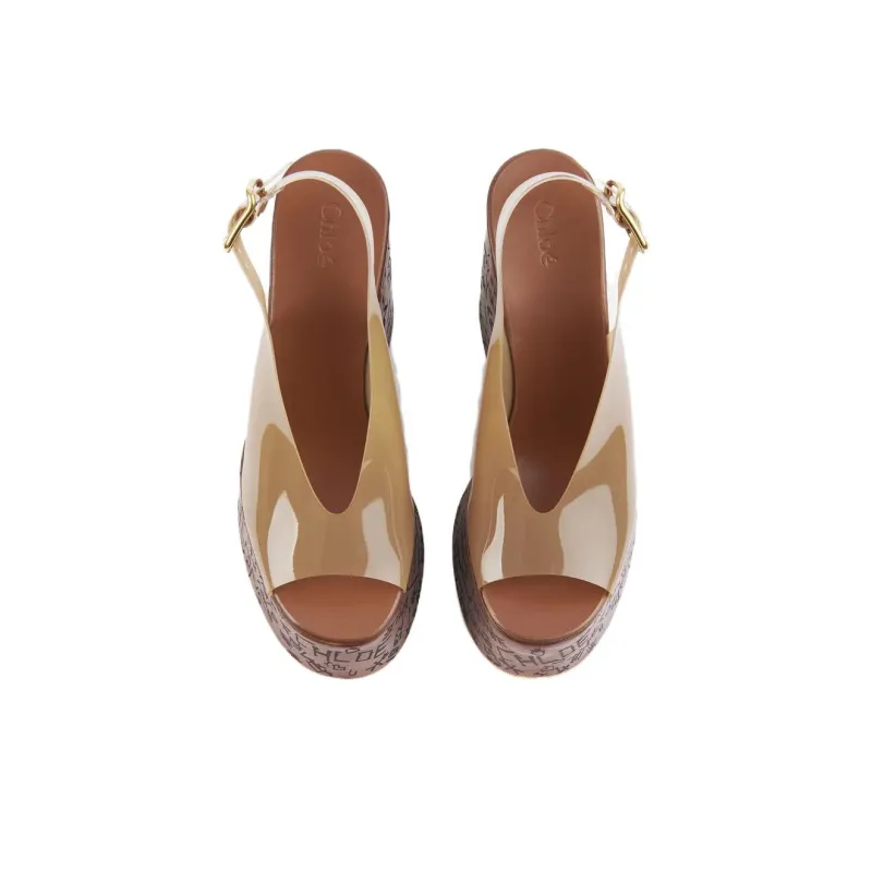 Chloe Maxime One Strap Sandals 13cm Women's Brown-3