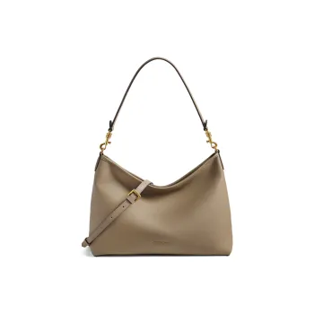 BELLE Cow Leather Tote Crossbody Bag, Shoulder Bag Medium Size Women's Gray/Beige