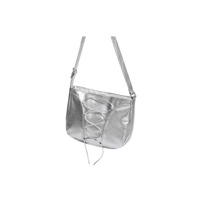 OCTSUI PU Shoulder Bag Women's Silver/Black/Ivory White-1