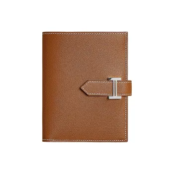 HERMES Bearn Madame Calfskin Wallet Women's 37 Gold Gold Brown
