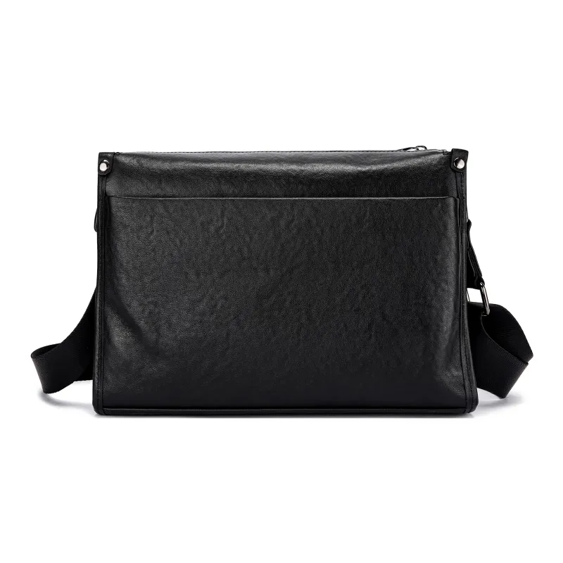 FAIRWHALE Cow Leather Shoulder Bag Crossbody Bag Messenger Bag Small Square Bag Regular Unisex Black-3