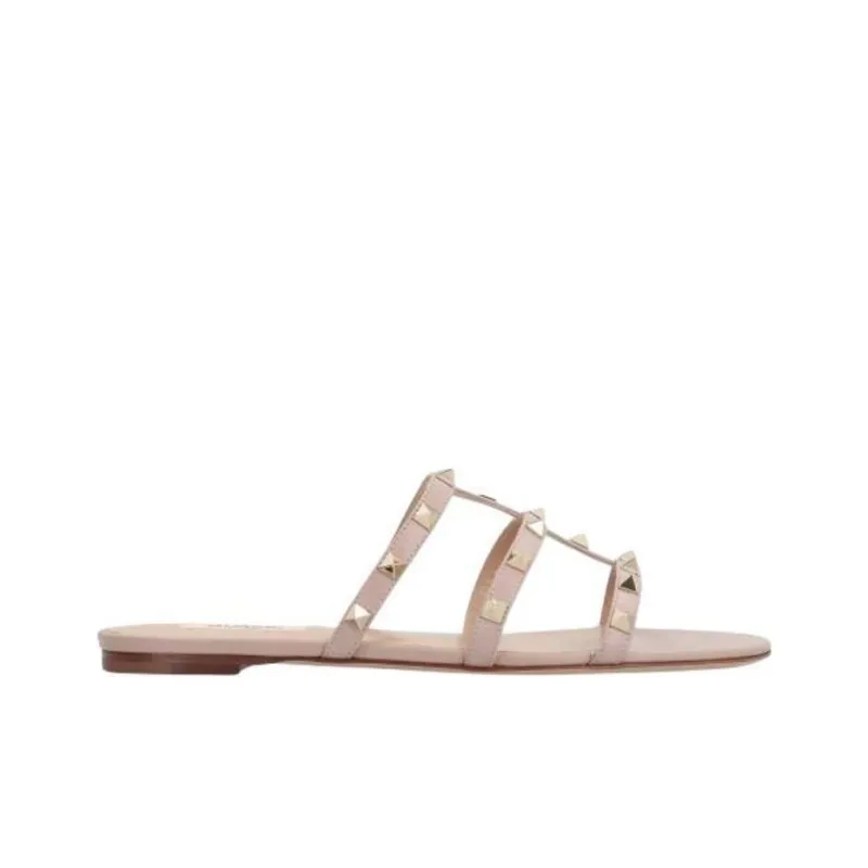 Valentino Rockstud Cushioning Slide Slippers Women's Pink-1
