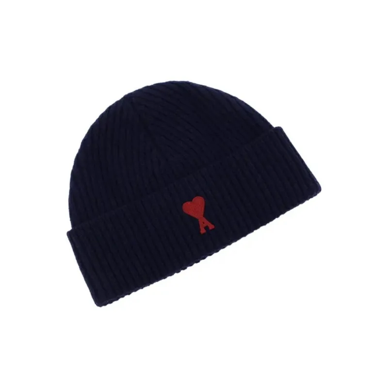 Ami Paris Ami De Coeur Logo Patch Merano Wool Beanie-2