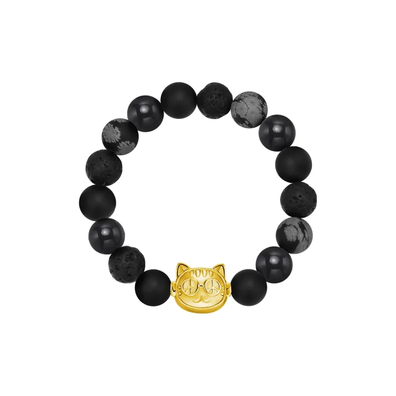PEACE & CAT Obsidian Jade Bracelets Men's-4