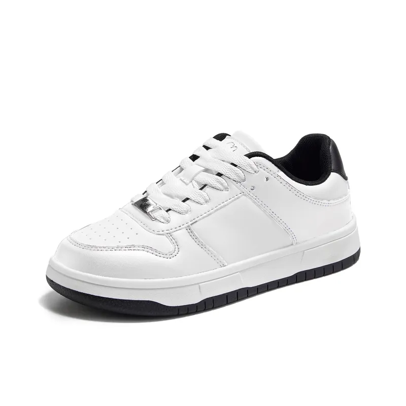 La Chapelle Wear-Resistant Height Increasing Low-Top Skateboard Shoes Women's White Black-1