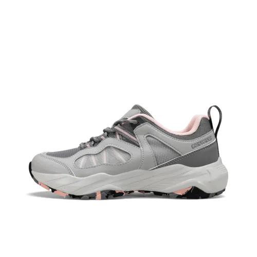 GORNORNIE Cushioning Abrasion Resistant Breathable Low Top Casual Training Sprint Running Shoes Women's Gray Smoke Pink