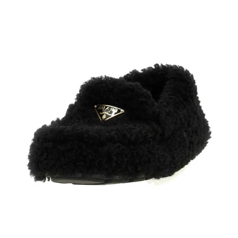 PRADA Triangle Loafers Women's Black-2
