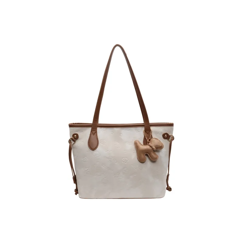 Yalu PU Tote Bag, Shopping Bag, Shoulder Bag Women's Ecru/Black/Blue/Pink-1
