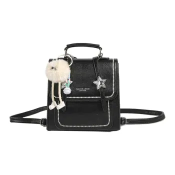 Yalu PU Handbag Backpack Regular Women's 1Black/Ecru/Silver/Pink