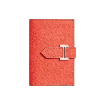 HERMES Bearn Epsom Leather Wallet Mini Women's Field Orange