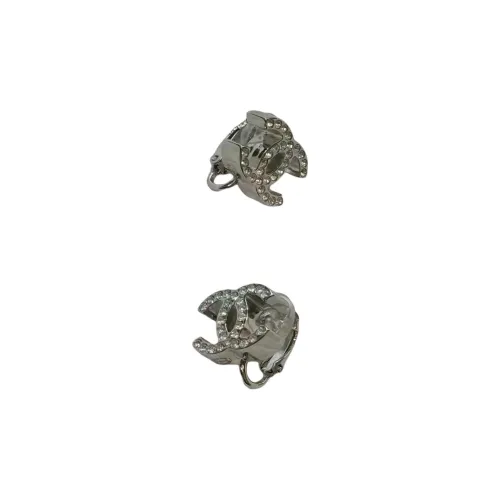 CHANEL Metal Clip-On Earrings Women's Silver
