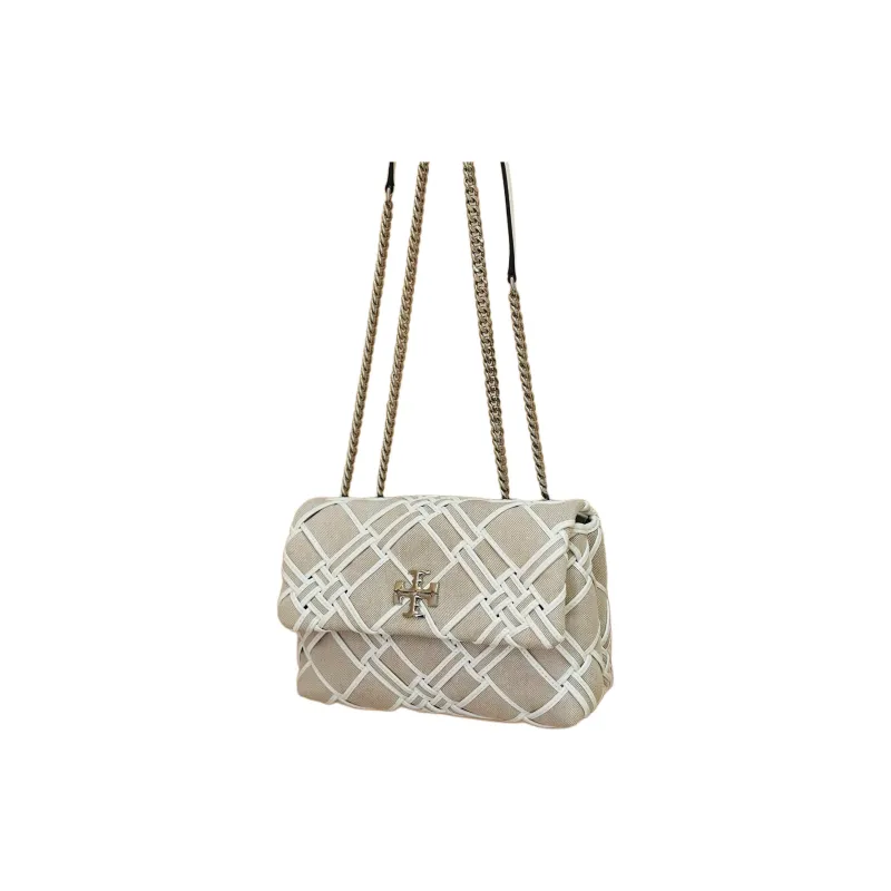TORY BURCH Kira Canvas Crossbody Bag, Shoulder Bag Small Size Women's White-1