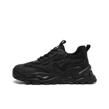 JEEP SPIRIT Anti-Slip Wear-Resistant Breathable Moisture-Wicking Height Increasing Low-Top Chunky Sneakers Men's Black