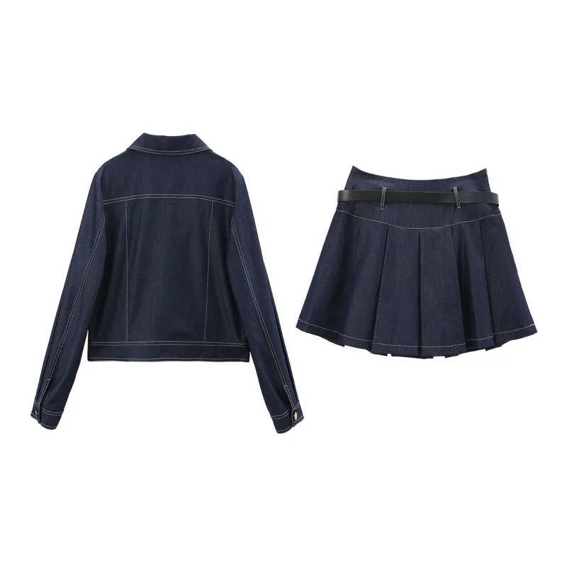 A Paradise For Awakening Skirt Set Women's Vintage Blue-1