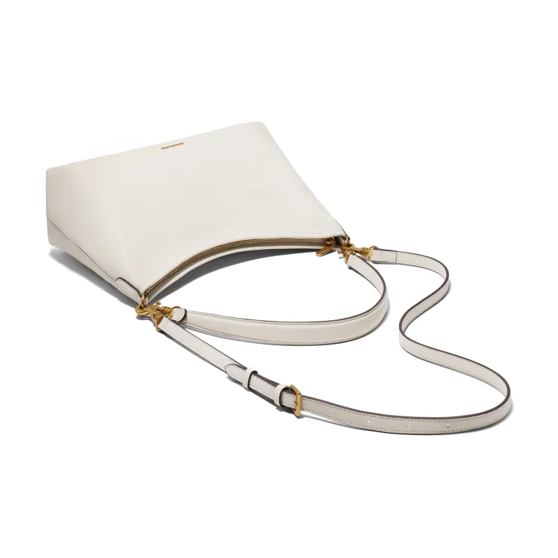 BELLE Cow Leather Tote Crossbody Bag, Shoulder Bag Medium Size Women's Gray/Beige-10
