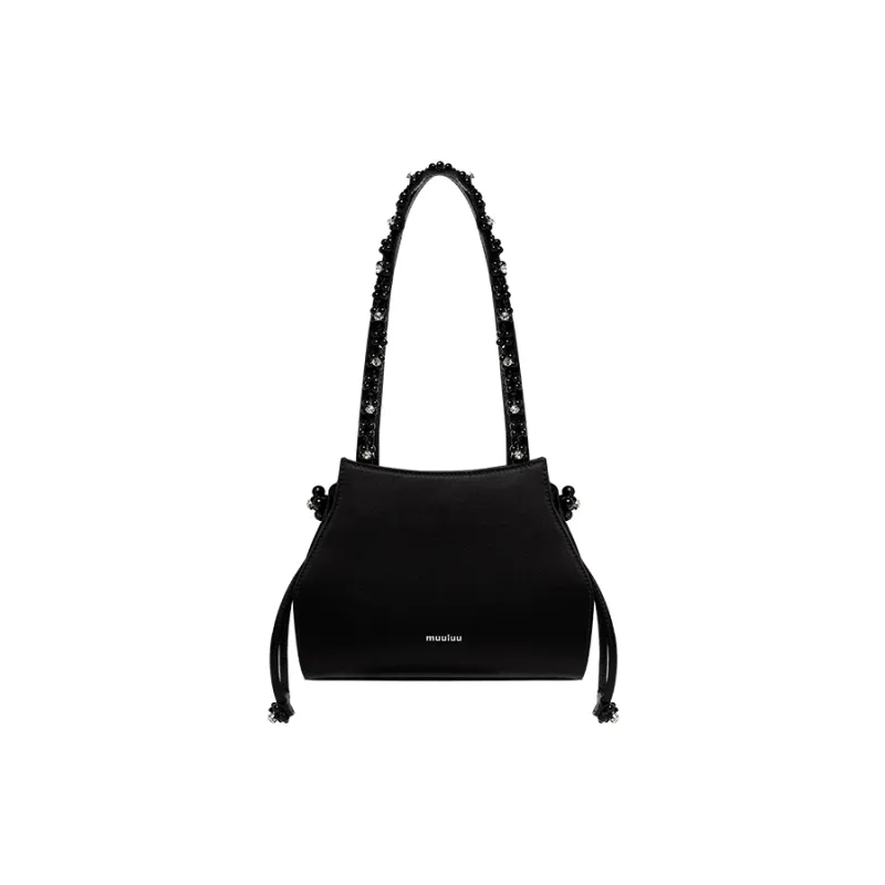 Muuluu Mercerized Satin Flying Star Handbag Shoulder Bag Small Size Women's Black-1