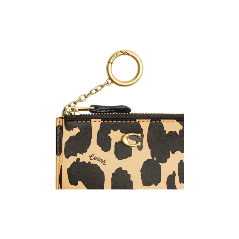 COACH Skinny Id Case Calfskin Card Holder, Coin Purse Mini Women's Black & Yellow-4