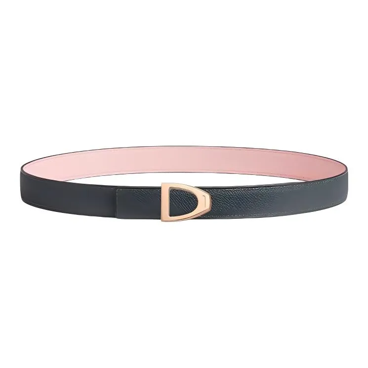 HERMES Leather, Metal, Calfskin, Rose Gold Plated Leather Belts Women's Width 2.4cm-1