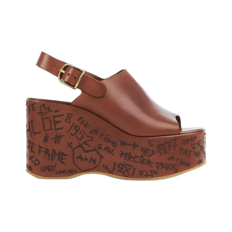 Chloe Maxime Strap Sandals 8cm Women's Brown-1